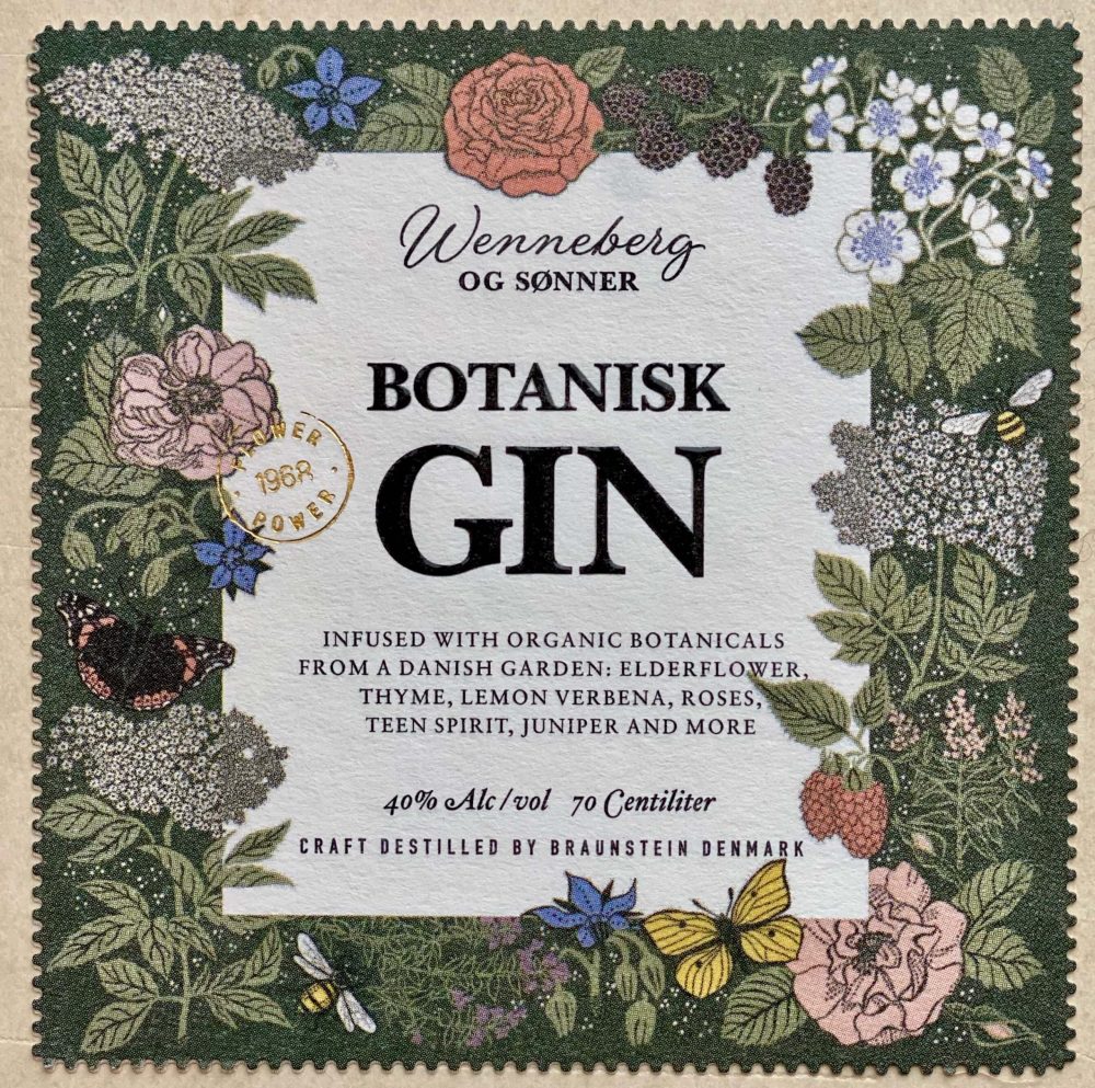 Botanisk gin label Botanisk gin label